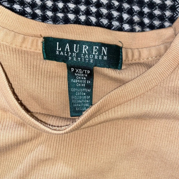 RALPH LAUREN Suede Lace Trim Petite Top - Picture 2 of 3